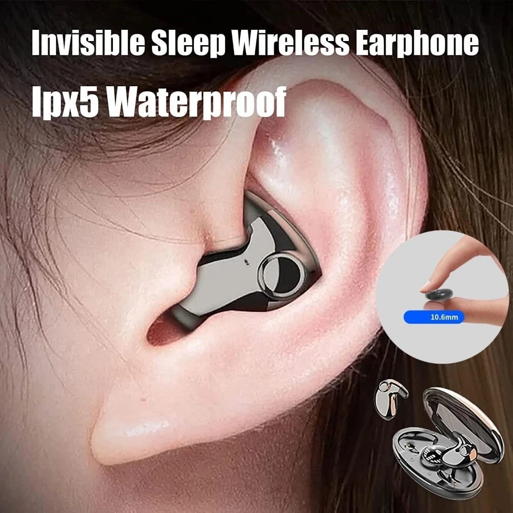 MD538 Invisible Sleep Wireless Earphones TWS Bluetooth 5.3 Headphone Hidden Earbuds IPX5 Waterproof Headset
