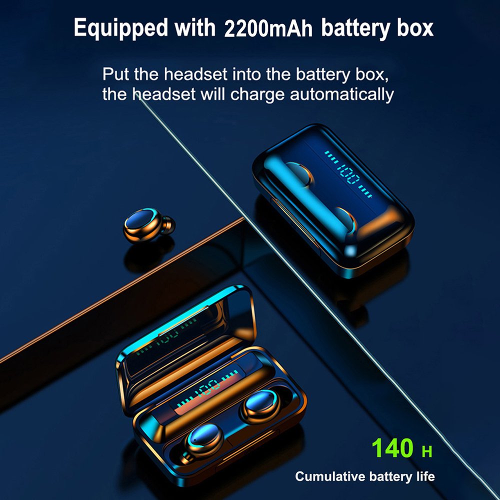 2200mAh IPX7 Noise Cancelling Wireless Headphone Earbuds TWS Touch Audifonos Earphone
