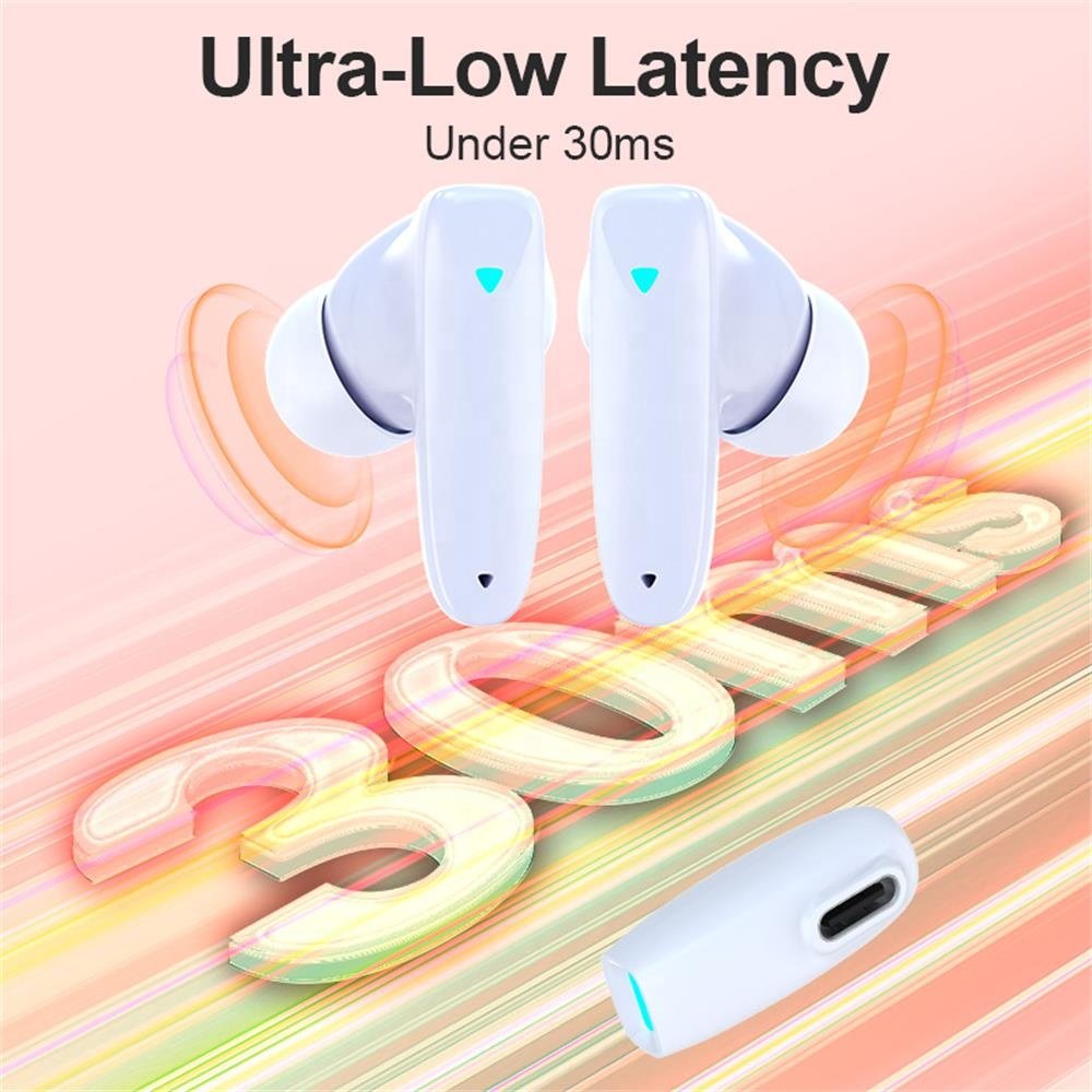 Gaming TWS Earbuds Dual Connection Headphones Low Latency Under 30MS 2.4G + Bluetooth Earphones USB-C Charging Port 2.4G Dongle