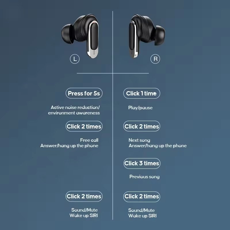 2024 Trending V8 Tws Wireless Earbuds Earphones Lcd Touch Screen Earbuds With Noise Cancelling Sport V8 Headset