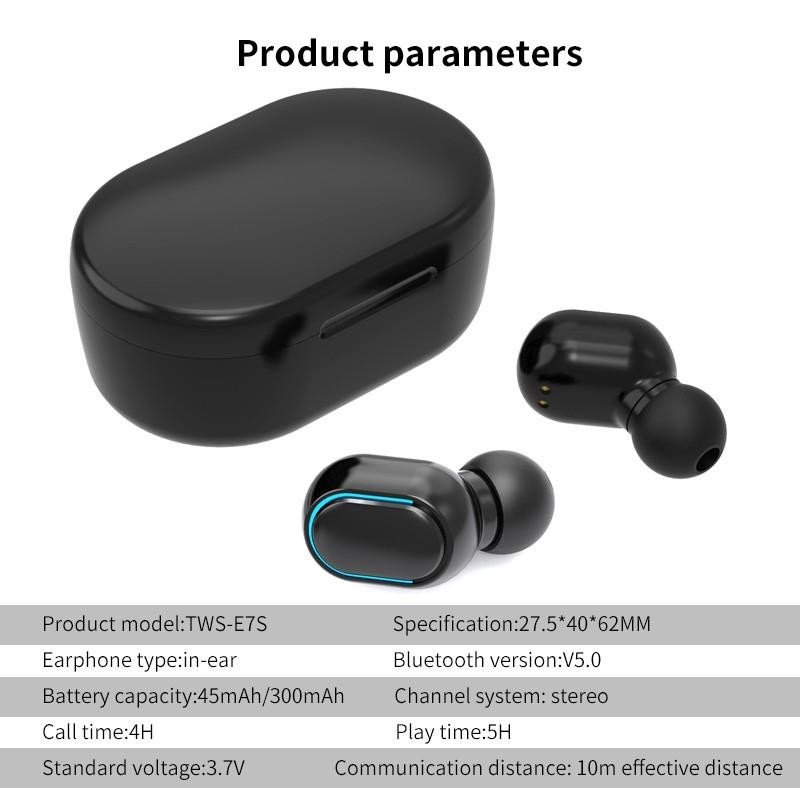 Cheap Tws Headphone Wireless E7s Earphone Mini Earbuds With Mic Charging Box Sport Headphone For Smart Phone E7S E6S