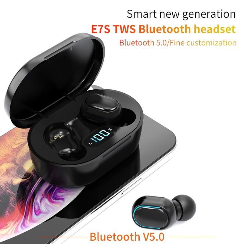 Cheap Tws Headphone Wireless E7s Earphone Mini Earbuds With Mic Charging Box Sport Headphone For Smart Phone E7S E6S
