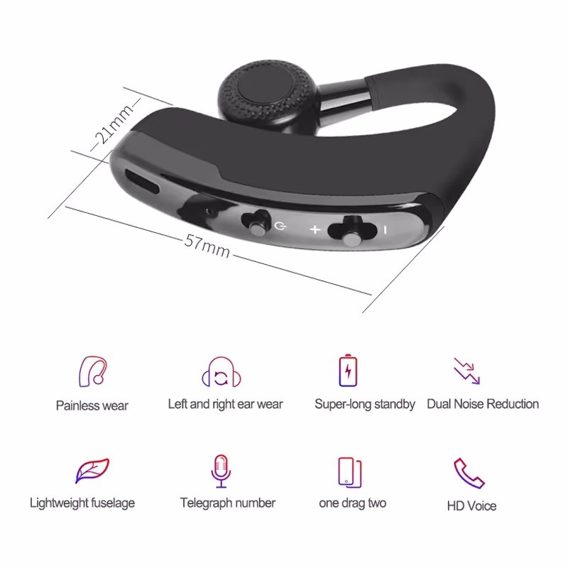 V9 Original Brand New Business TWS Earbuds Wireless Single Side Earphone with Earhook Design Telephone Headphones
