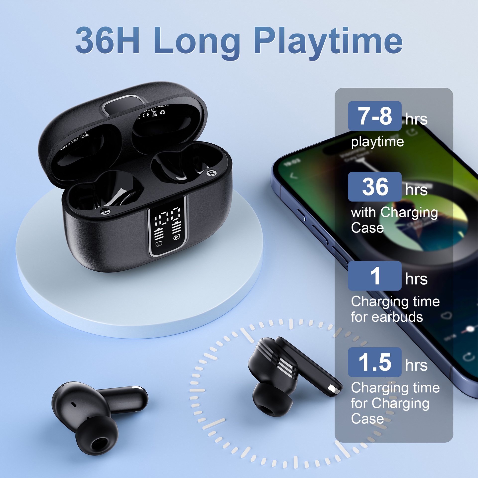 2024 New SP99 Air2 Tws Earbuds ANC/ENC Active Noise Cancelling Blue /tooth Headphone in-Ear Wireless Earphone