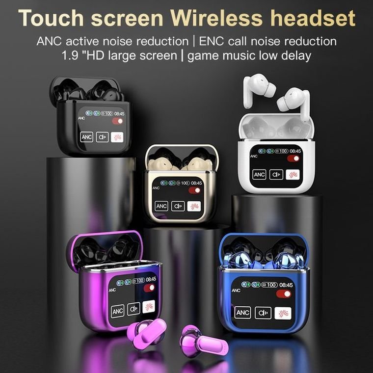 SE60 TWS Earphones ANC ENC LCD Touch Screen True Wireless In-Ear Earphones with Noise Cancelling Sport Earbuds