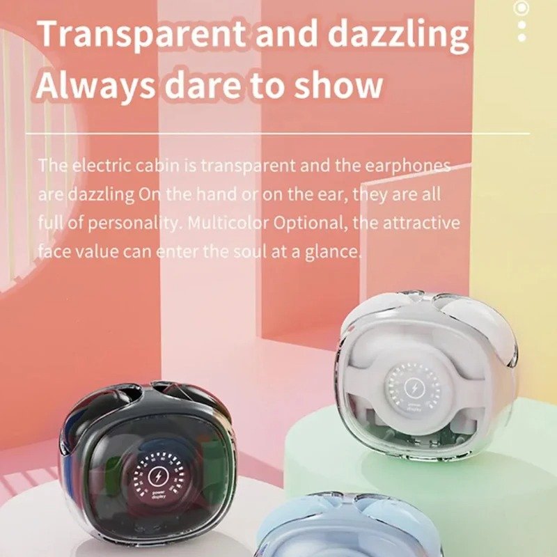 2024 New Arrival M26 Transparent Earbuds In-ear Headphones Wireless Ear Buds ENC Tws Cute Earphone For Girl