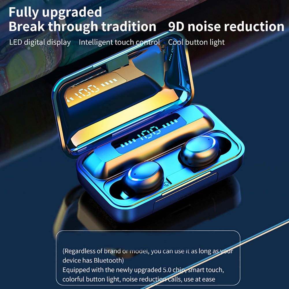 F9 Tws Earphones Wireless Earbuds F9-5 F9-5C in Ear Headphone Hot Sale Original Hifi Fone Stereo Waterproof Power Bank Black OEM