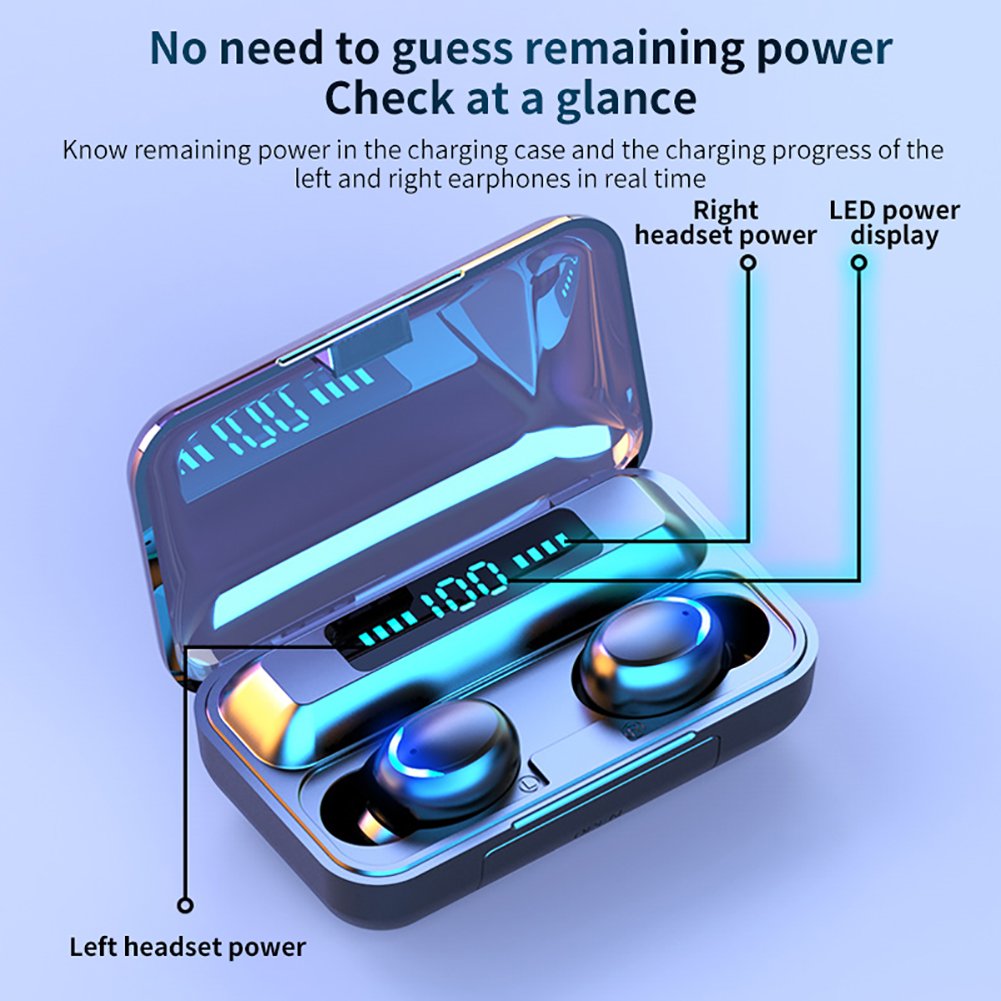 F9 Tws Earphones Wireless Earbuds F9-5 F9-5C in Ear Headphone Hot Sale Original Hifi Fone Stereo Waterproof Power Bank Black OEM