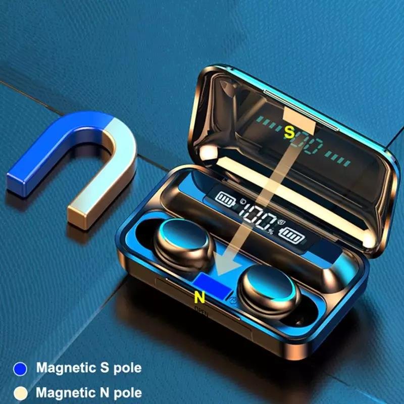 F9 Tws Earphones Wireless Earbuds F9-5 F9-5C in Ear Headphone Hot Sale Original Hifi Fone Stereo Waterproof Power Bank Black OEM