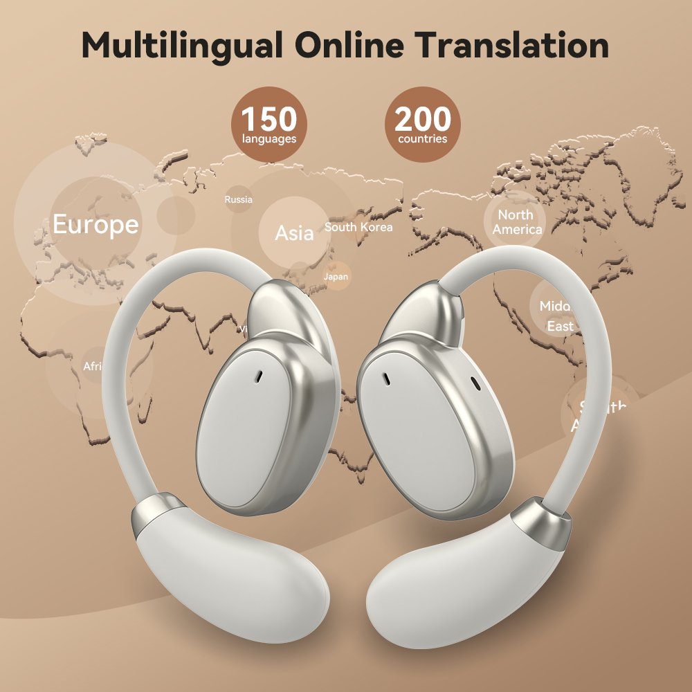 Two-Way Translation Earbuds 150 Languages Noise Cancelling TWS Headphones with APP Online Offline Translator