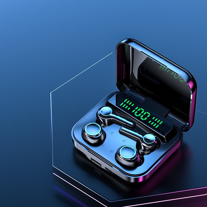 M21 Couple In Ear Wireless Earbuds HIFI Sound Quality Music Earphones with CVC8.0 and DSP Noise Cancellation and Power Bank