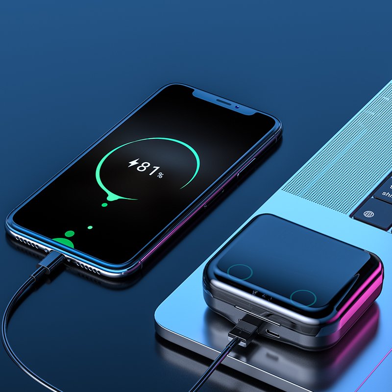 M21 Couple In Ear Wireless Earbuds HIFI Sound Quality Music Earphones with CVC8.0 and DSP Noise Cancellation and Power Bank