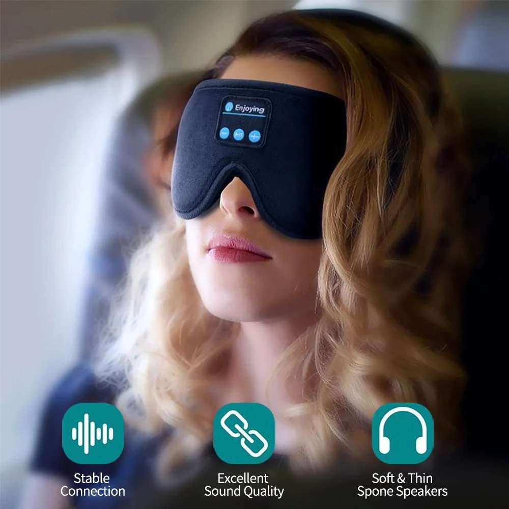 Trending New Electronic Headwear Wireless Earphones Headband Sleep Band for Apple TWS Earbuds 3D Eye Mask Sleeping Headphones