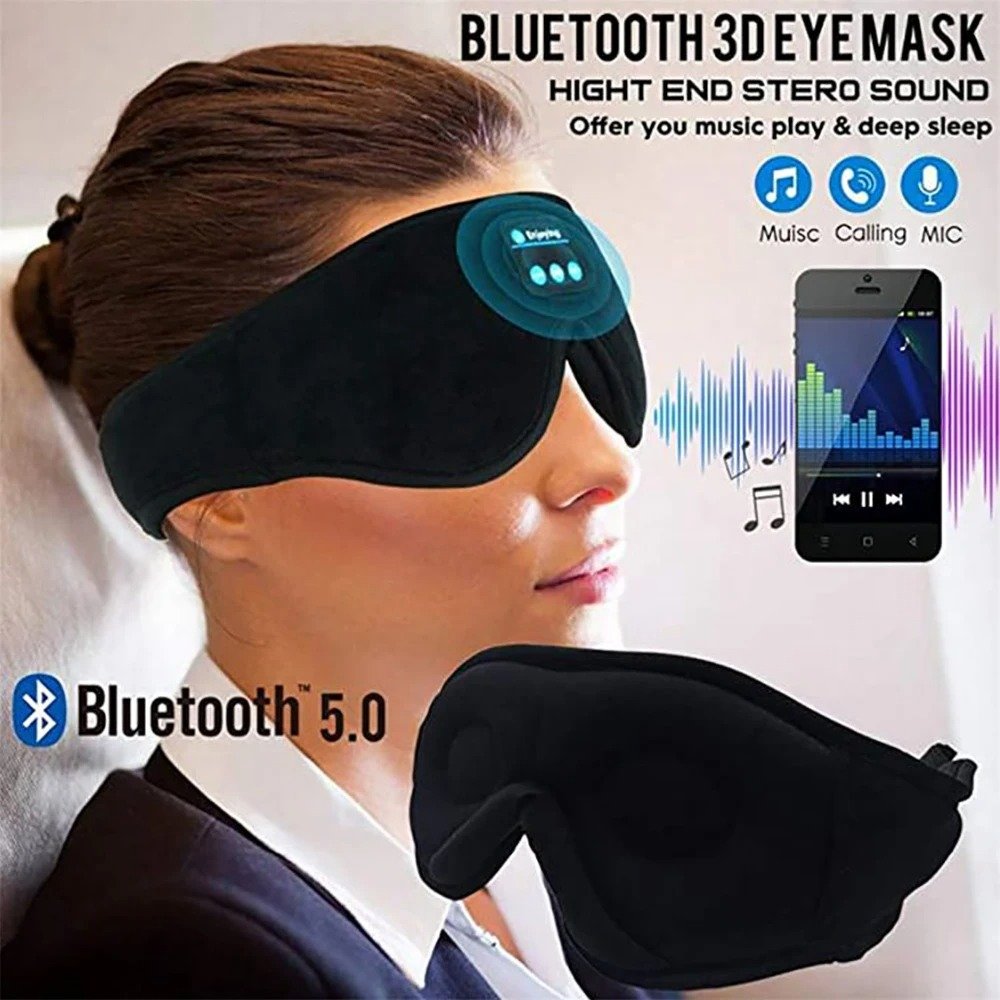 Trending New Electronic Headwear Wireless Earphones Headband Sleep Band for Apple TWS Earbuds 3D Eye Mask Sleeping Headphones