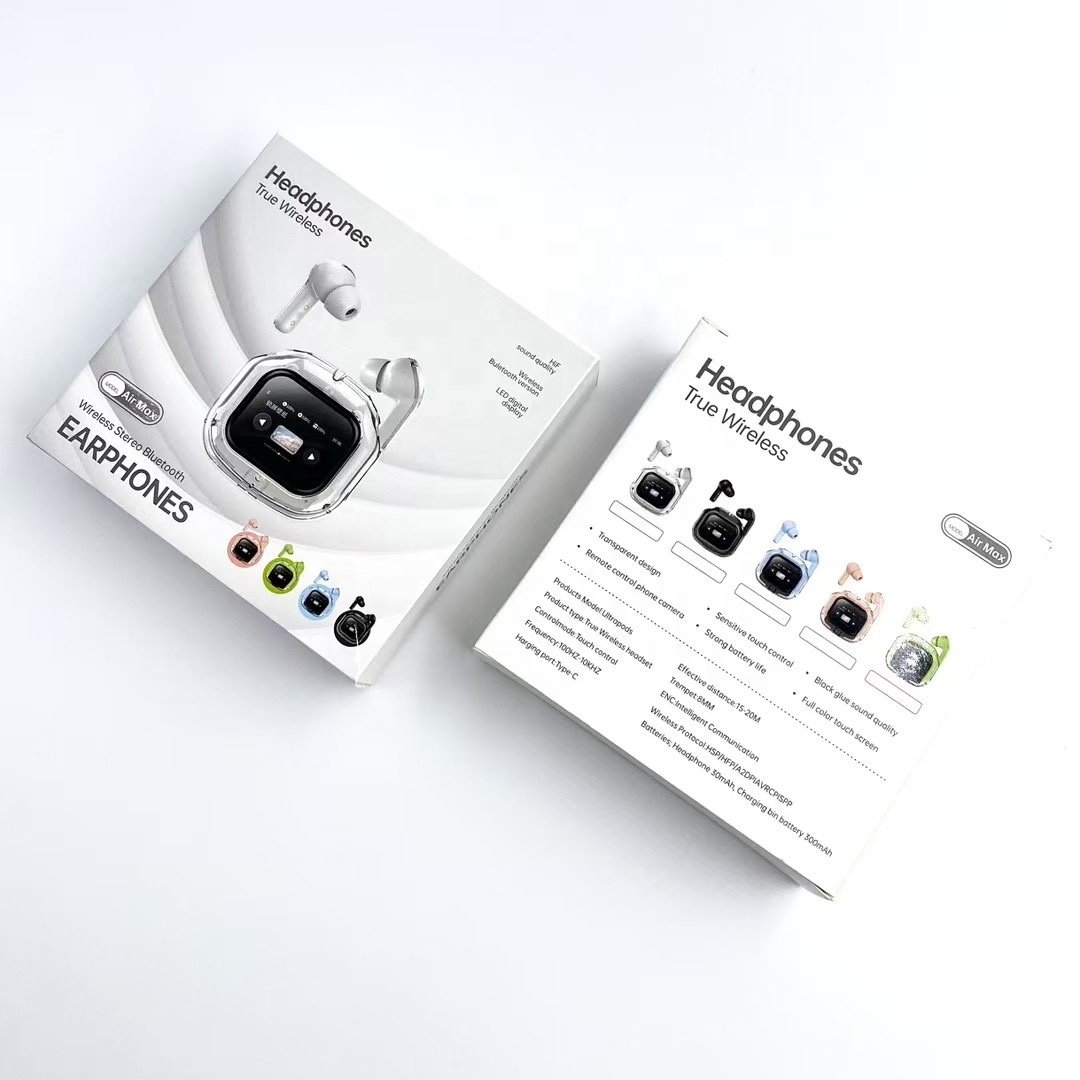 2024 New Design A9Pro Wireless BT Earbuds With Touch Color LED Screen In Ear ANC Noise Cancelling Headphones airmax hk6 air39