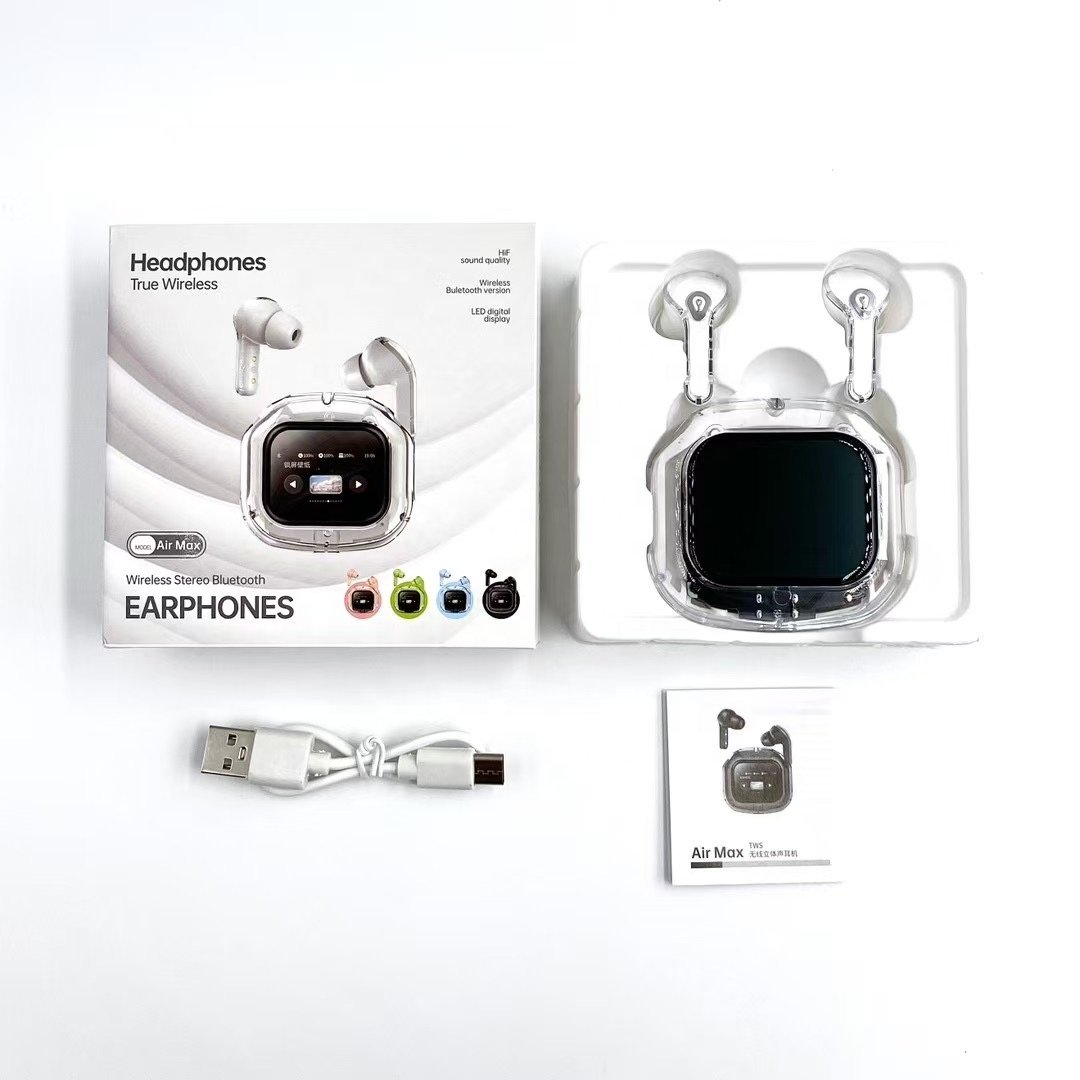 2024 New Design A9Pro Wireless BT Earbuds With Touch Color LED Screen In Ear ANC Noise Cancelling Headphones airmax hk6 air39