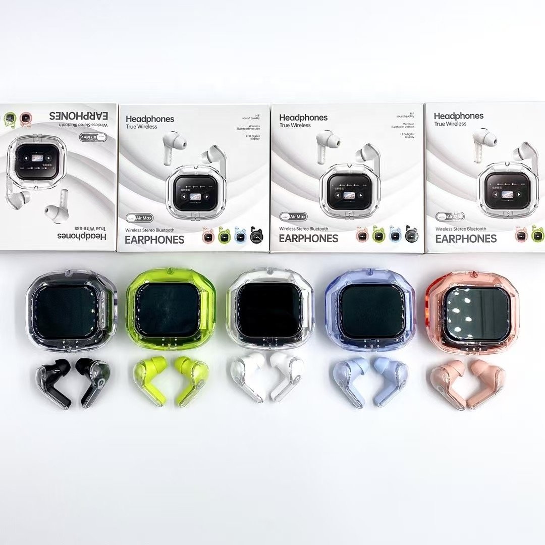 2024 New Design A9Pro Wireless BT Earbuds With Touch Color LED Screen In Ear ANC Noise Cancelling Headphones airmax hk6 air39