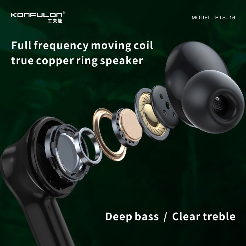 Konfulon Hot Selling 2023 TWS Earphones With LED Light Gaming Earphones & Headsets Wireless Blue Tooth Earphone Earbuds