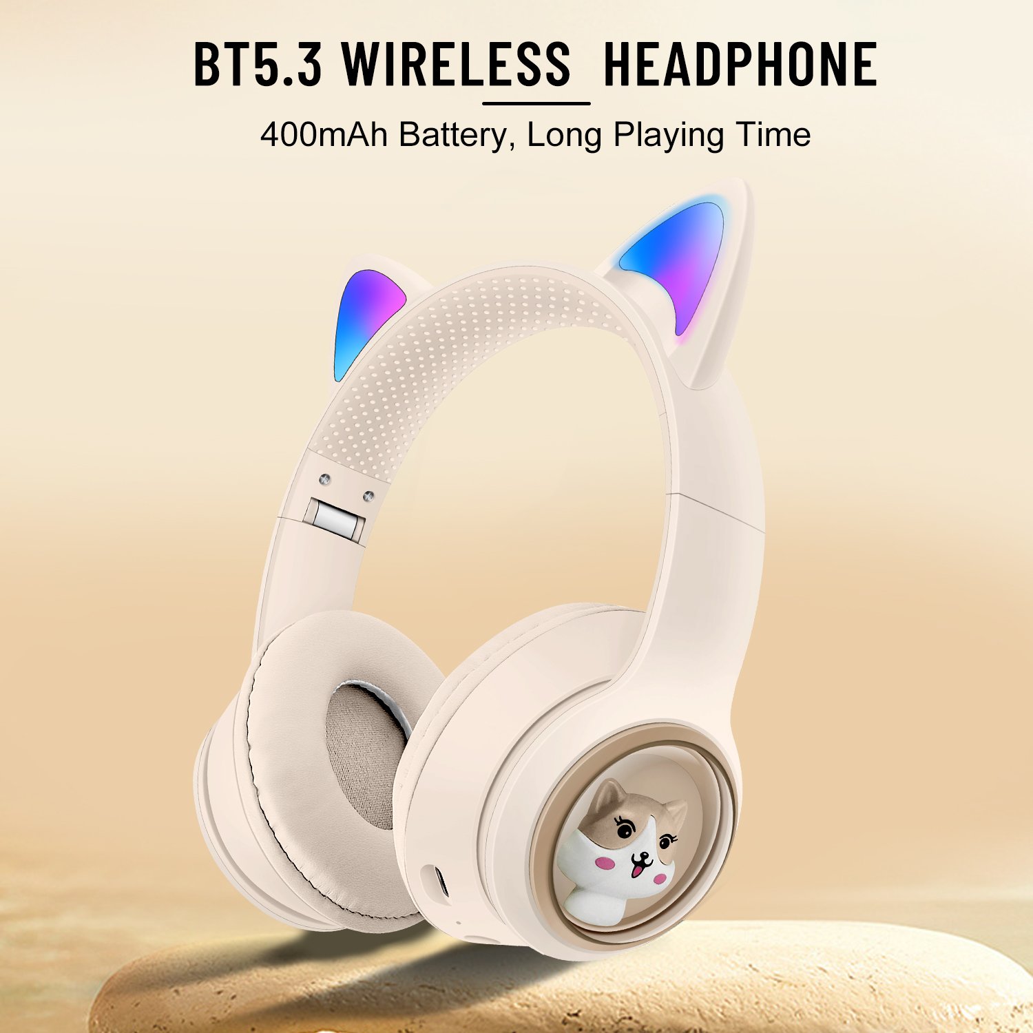 Hot Selling Wireless Headphones Stereo Hifi Headset Gaming Headphone Blue-tooth Earphone Cute Cat Ear Headphones support TF card