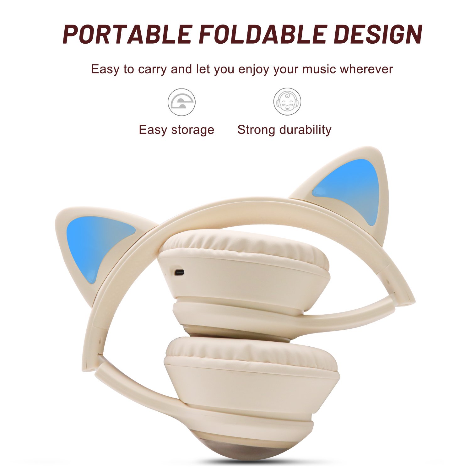 Hot Selling Wireless Headphones Stereo Hifi Headset Gaming Headphone Blue-tooth Earphone Cute Cat Ear Headphones support TF card
