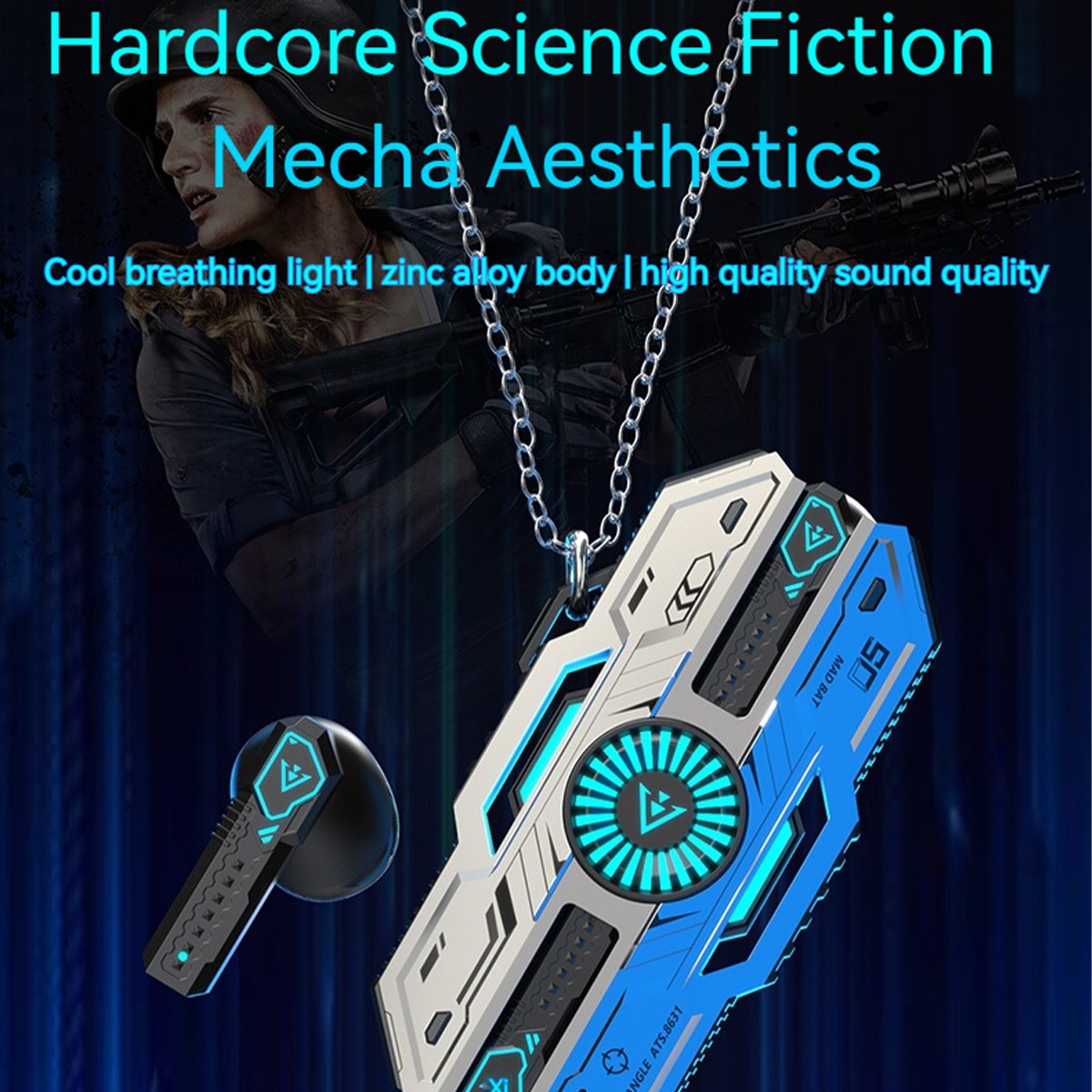 X37 Sci-Fi Earphone Lag-Free TWS Gaming Earbuds with Colorful Breathing Lights and Two Sound Effect Modes for Game and Music