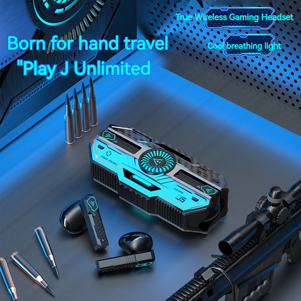 X37 Sci-Fi Earphone Lag-Free TWS Gaming Earbuds with Colorful Breathing Lights and Two Sound Effect Modes for Game and Music
