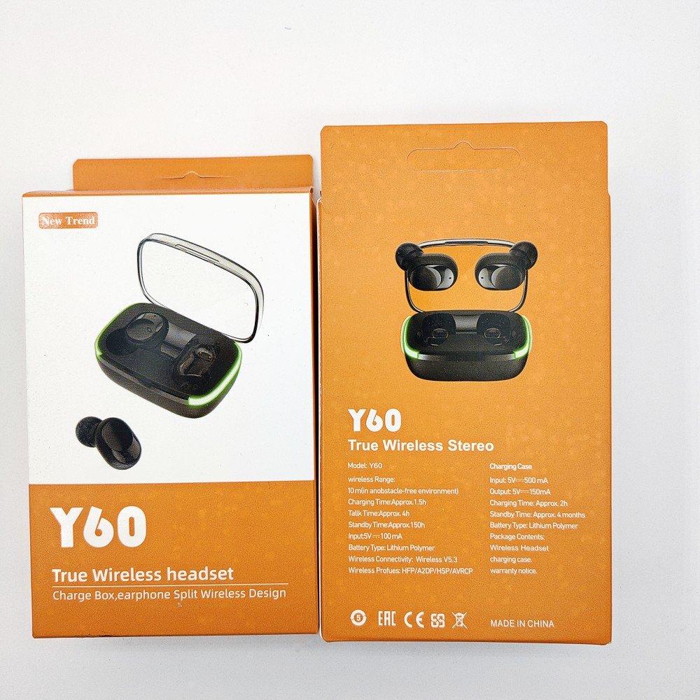 True Wireless In-Ear Earbuds Y60 TWS Headset Noise Cancelling Function JL M10 F9 M25 M28 M19 Model Audifonos Y60 Headphone