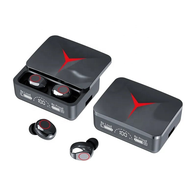 Tws Earbuds Sliding Case Earphones Wireless Gaming Enc Noise Cancelling Led Display Headset With Powerbank Earphone M90 Pro