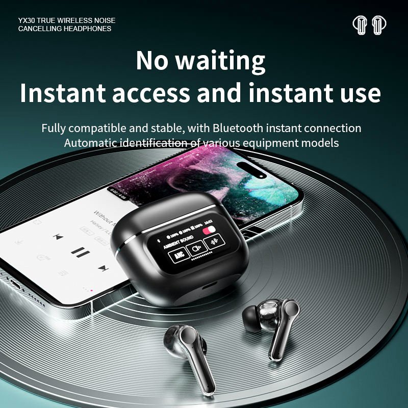 TWS Wireless Earphone Smart TWS Earbuds With LED Touch Screen ANC Noise Cancelling In Ear Earbud Bluetooth Earphone For Iphone