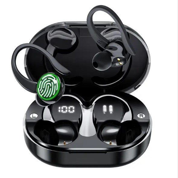 Bluetooth earphone C16 ENC noise cancelling double mic tws earphone BT5.3 earhook sports wireless digital display headphone C16