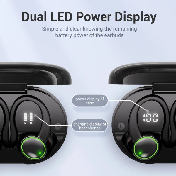 Bluetooth earphone C16 ENC noise cancelling double mic tws earphone BT5.3 earhook sports wireless digital display headphone C16