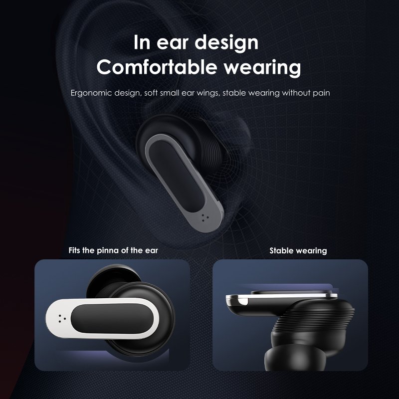 V8 Earphone LED Full-color Touch Screen Hifi Stereo ANC Noise In Ear Design Earbuds Wireless Control Gaming V8 Earphone