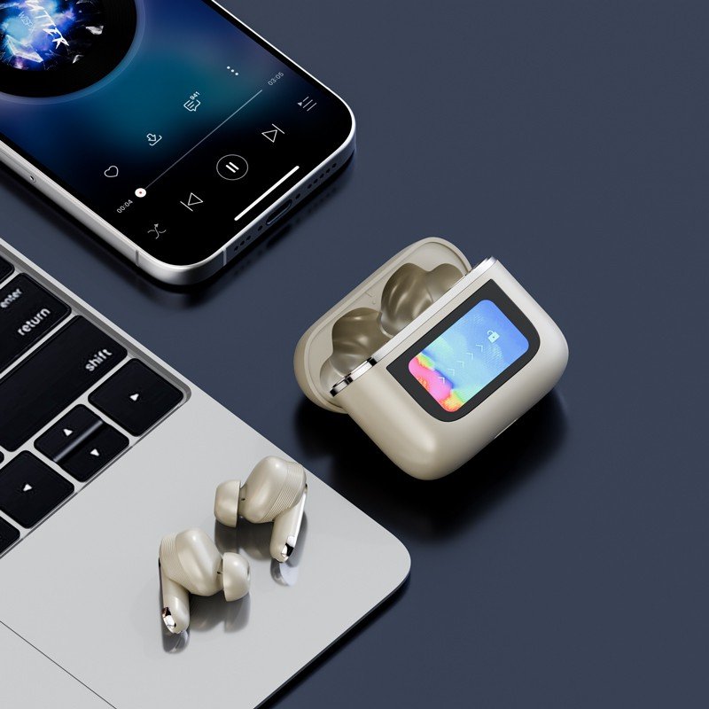 V8 Earphone LED Full-color Touch Screen Hifi Stereo ANC Noise In Ear Design Earbuds Wireless Control Gaming V8 Earphone