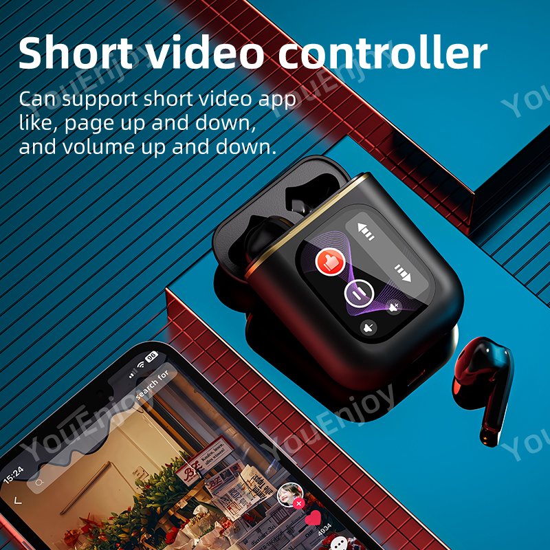 Wireless Smart Screen JB L ANC LCD Earbuds K2 Noise Cancelling TWS Headphones Active Noise Cancelling LCD Touch Screen