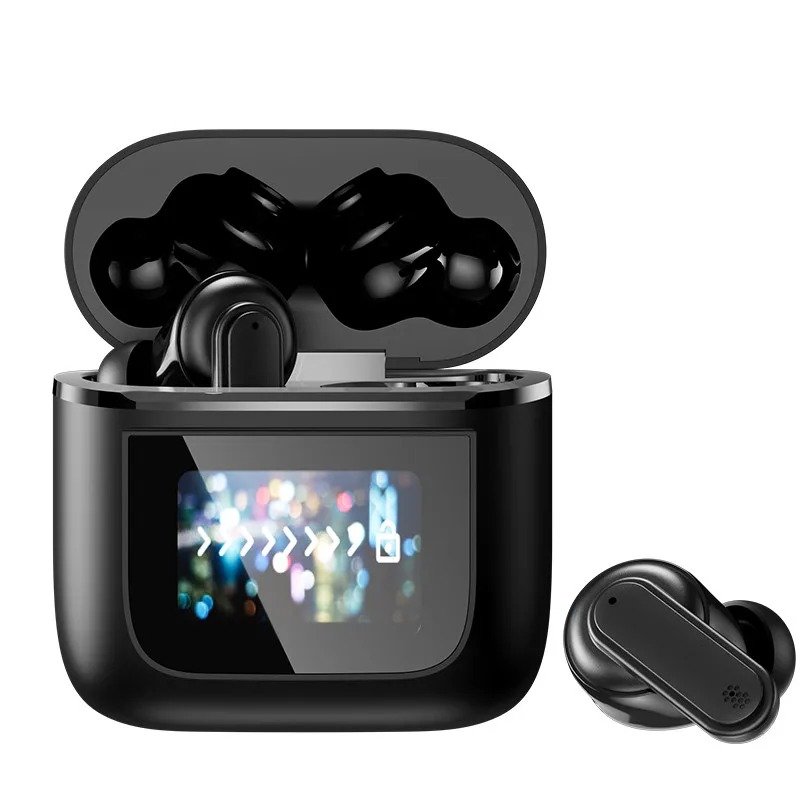 TWS earbus anc headphones wireless earbuds Smart LCD touch screen ENC Noise Cancelling fast charge earphones
