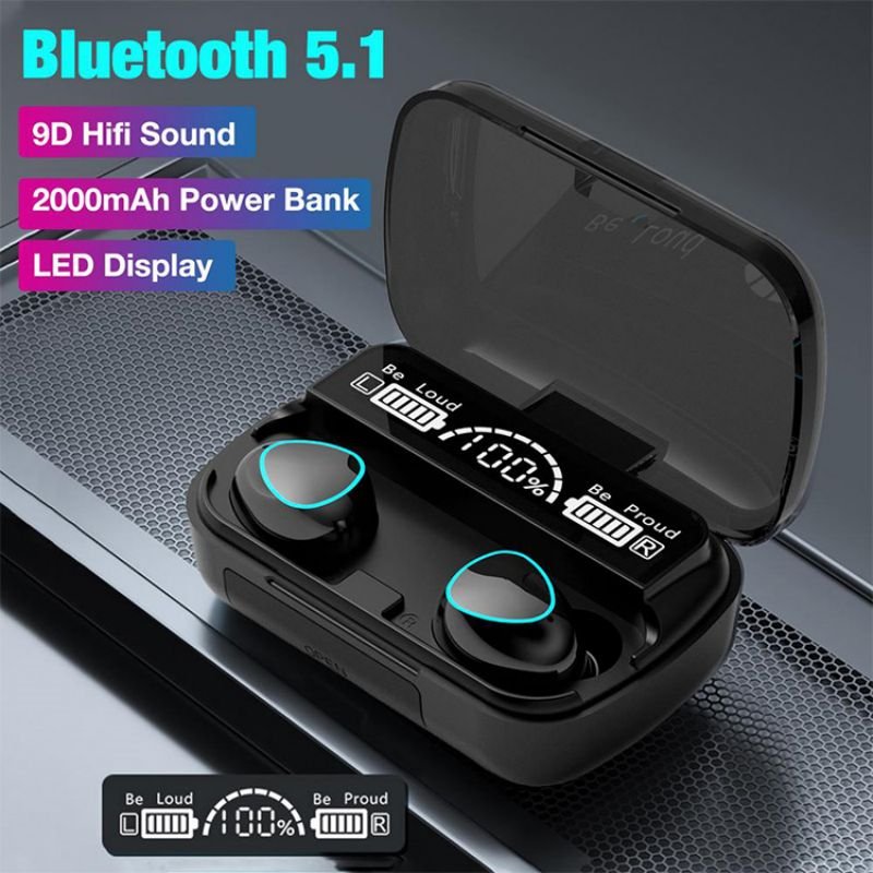 M10 100 Pack Power Bank TWS Earbuds True Wireless Stereo BT 5.3 Headphones LED Screen Non-Noise Cancelling TWS Earphones