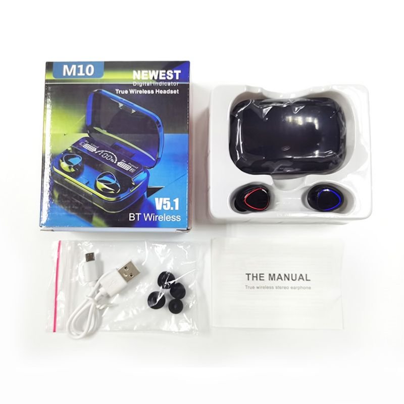 M10 100 Pack Power Bank TWS Earbuds True Wireless Stereo BT 5.3 Headphones LED Screen Non-Noise Cancelling TWS Earphones