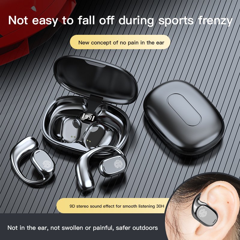 Bone Conduction Ows Open Wireless Ear Sports Headphone Earbuds Bt5.3 Wireless Ear Clip Earphone