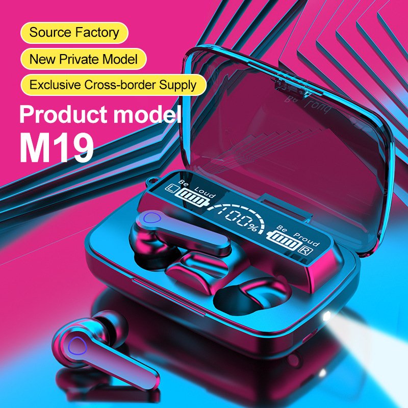 M19 Sport Headset TWS Earphones with Power Bank Waterproof LED Display Mirror Auriculares Wireless Sport Headphones