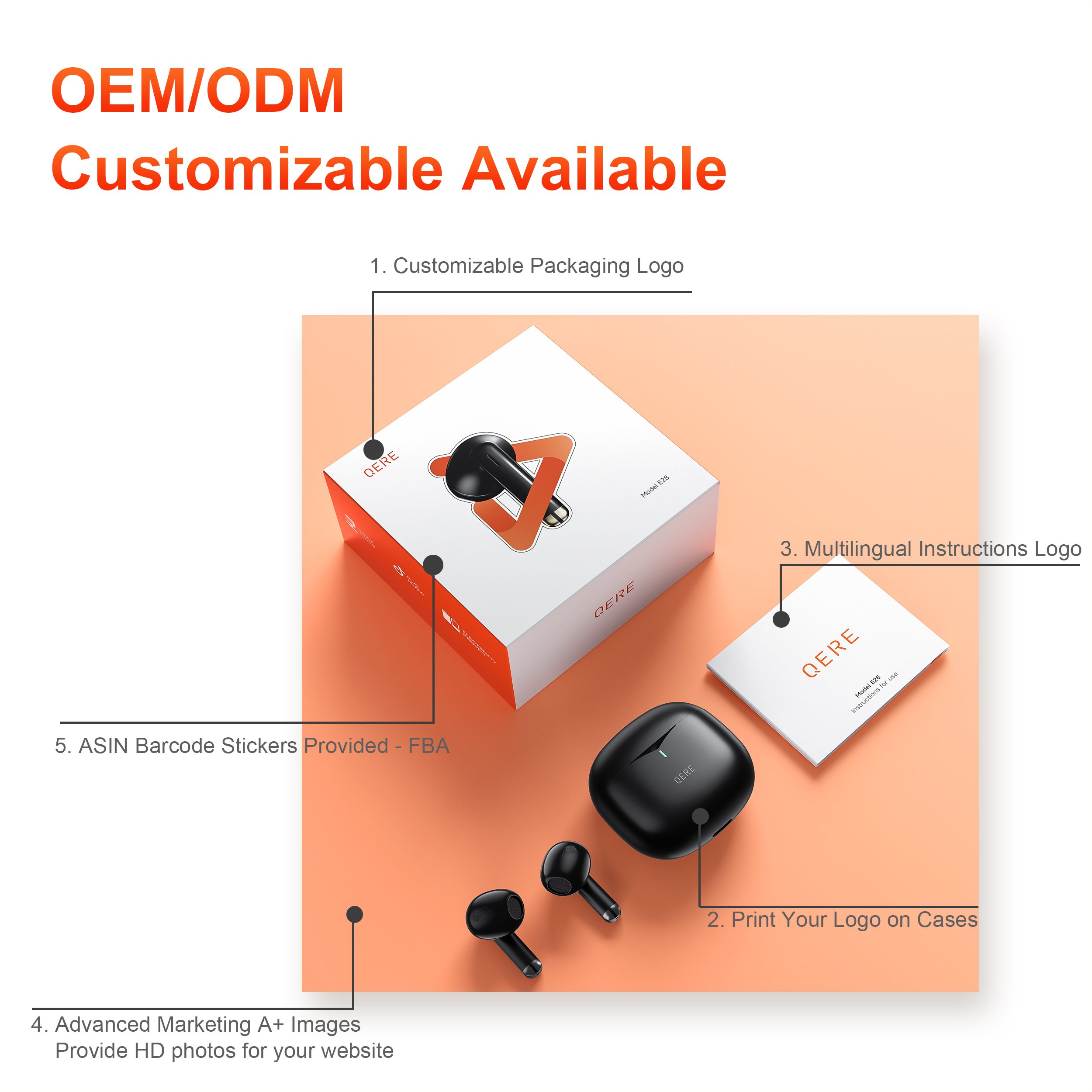 Wholesale Factory China Manufacturer Customizable Custom OEM Brand LOGO Price Bluetooth Wireless Earphone Earbuds TWS Headphone