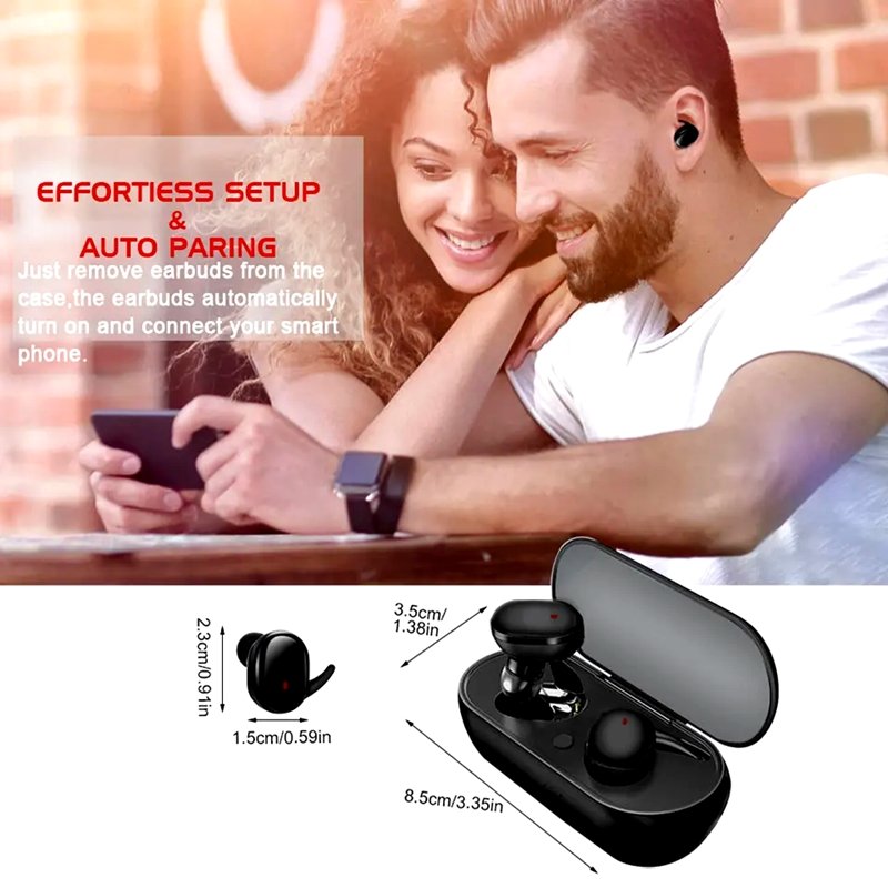 Super Mini Headphones Y30 TWS BT 5.0 Wireless Earbuds Headsets Music Sports Gaming In-ear Earphones With Charging Case