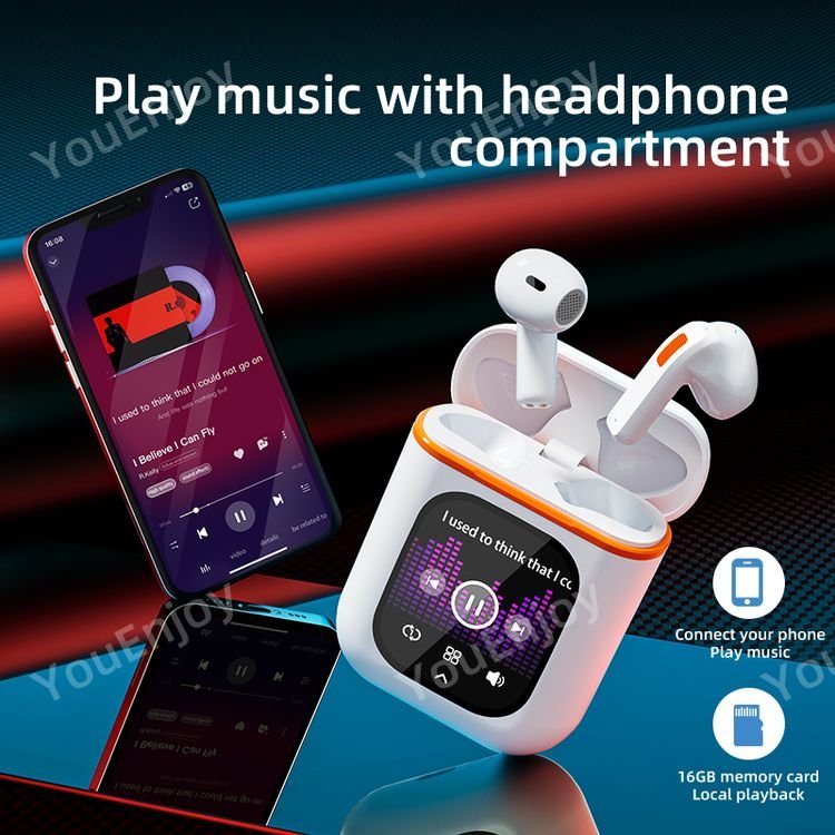 good reputation Stylish Promotional Wireless Smart Screen Noise Cancelling TWS Headphones with Touch Screen