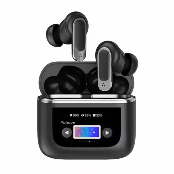 ANC Earphone V8 LCD Full Touch Screen Wireless Earbuds In Ear Waterproof TWS Gaming Wireless Earphone V8 Color Screen headphones