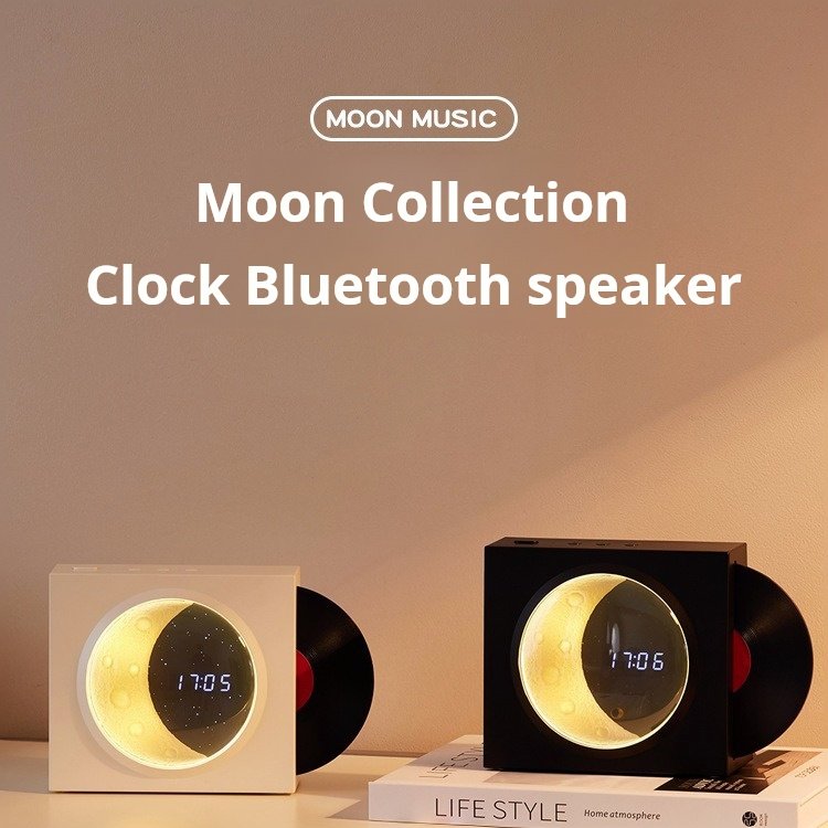 Retro Vinyl Record Player Speaker TF Card Music Bluetooth Audio USB Charging Moon Noise Cancelling TWS Earphones Headphones