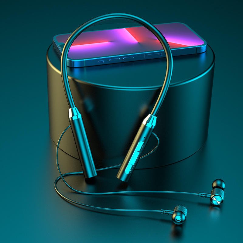 Hot Selling Wireless Blue Tooth Earphones Hang Around The Neck, Metal Sports Earbuds Suitable For Student And Beautiful Girl