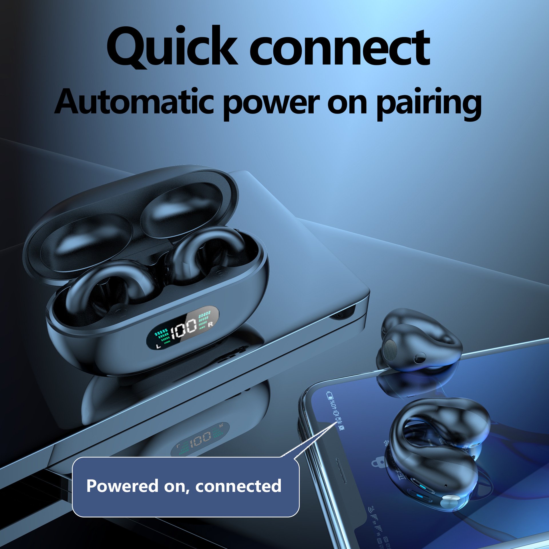 2024 new noise cancelling earphone wireless earbuds sem -in-ear headphones bone conduction headset