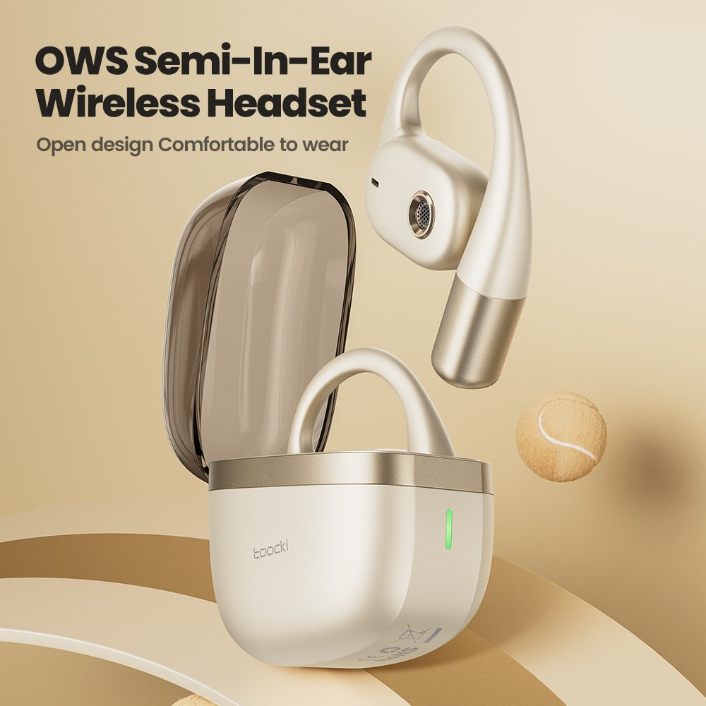Ows Bt5.3 Wireless Waterproof Earphone Bone Conduction Noise Reduction With Power Display Earhook Earbuds