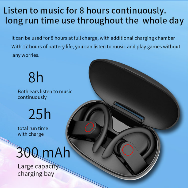 Hot Selling A9S Noise Cancelling TWS Ear Hook Earphones Waterproof in Ear Earbuds