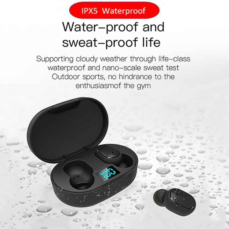 E6S TWS Wireless Earphones 3D Stereo Sound LED Display Mini Earphone 5.0 Sports Headset Waterproof Headset