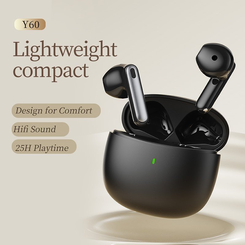 Y60 ENC Noise Cancellaing Wireless Earbuds TWS 4 Mics HiFi Stereo Low Latency Earphones Bluetooth 5.3 Gaming Earbuds